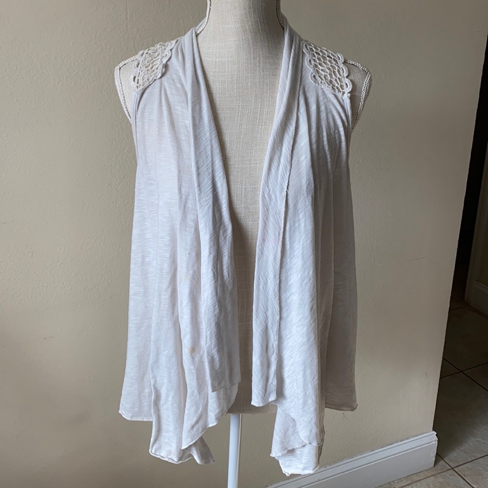 White crochet cover up vest